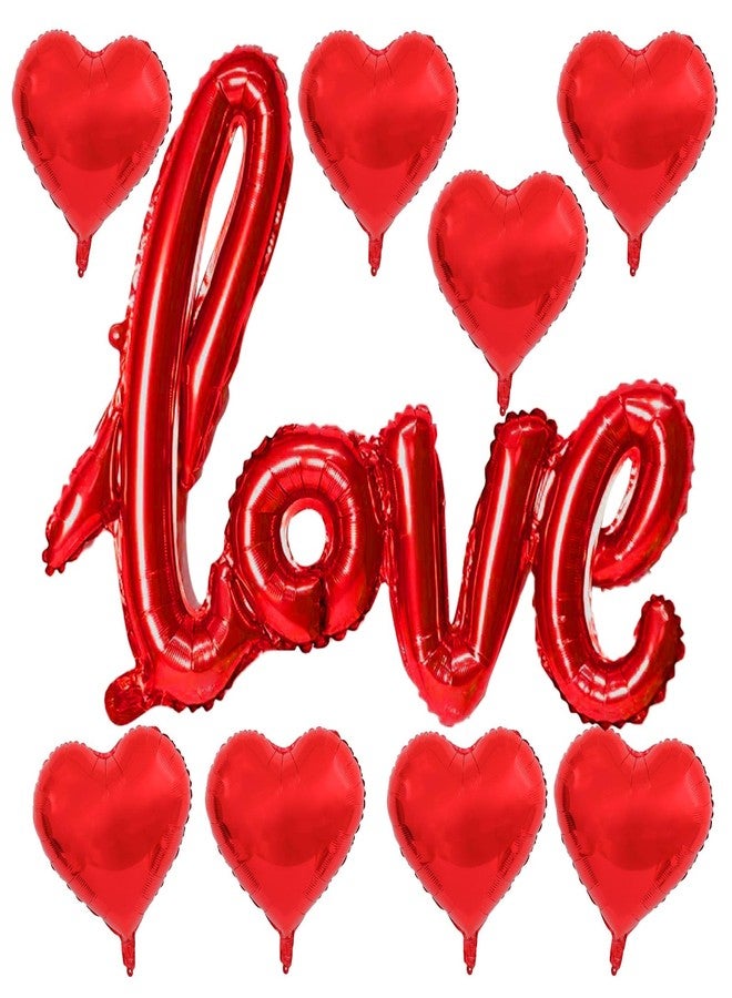 KALOR بالونات فويل حمراء مقاس 42 بوصة مكتوب عليها كلمة LOVE وبالونات مايلر حمراء على شكل قلب مقاس 18 بوصة لتزيين حفلات عيد الحب وحفلات الزفاف - Image 1